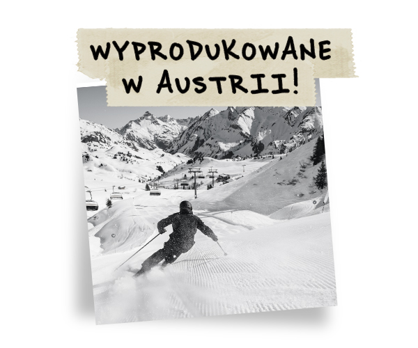 Made in Austria. Skier in the Austrian alps.