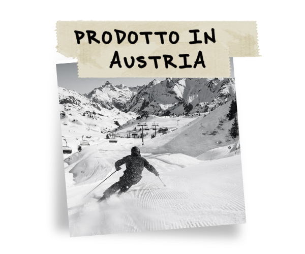 Made in Austria. Skier in the Austrian alps.